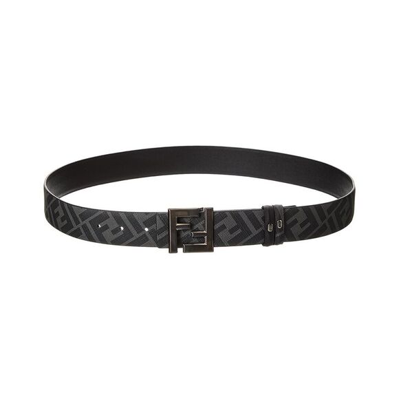 Fendi Ff Squared Leather Belt, Black - Picture 1 of 4